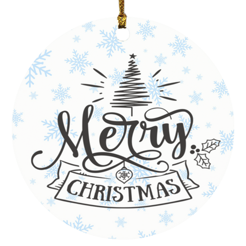 Durable MDF High-Gloss Christmas Ornament: Merry Christmas (Design: Round-Blue Snowflake)
