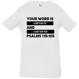 Bible Verse Infant Jersey T-Shirt - "Psalm 119:105" Design 21 (Black Font) - Meditate Healing Christian Store
