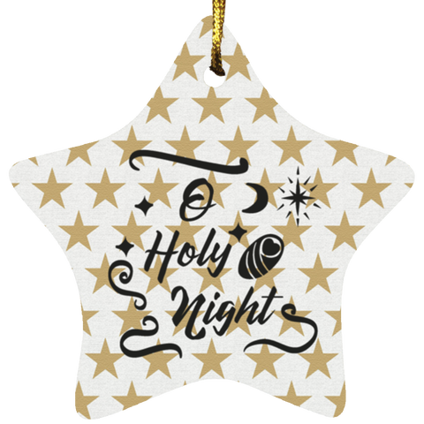 Durable MDF High-Gloss Christmas Ornament: O Holy Night (Design: Star-Gold Star)