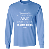 Bible Verse Unisex Long Sleeve T-Shirt - Your Word Is Light To My Path ~Psalm 119:105~ Design 5