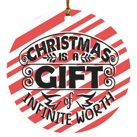 Durable MDF High-Gloss Christmas Ornament: Christmas Is A Gift Of Infinite Worth (Design: Round-Candy)