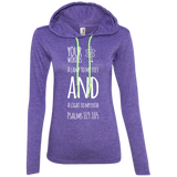 Bible Verse Ladies' Long Sleeve T-Shirt Hoodie - "Psalm 119:105" Design 19 (White Font) - Meditate Healing Christian Store