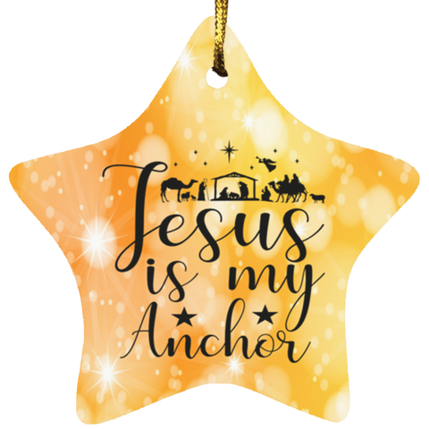 Durable MDF High-Gloss Christmas Ornament: Jesus Is My Anchor (Design: Star-Orange)