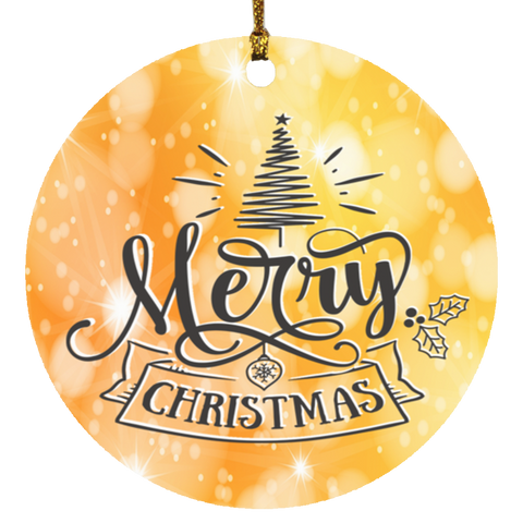 Durable MDF High-Gloss Christmas Ornament: Merry Christmas (Design: Round-Orange)