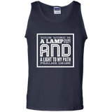 Bible Verse Men 100% Cotton Tank Top - "Psalm 119:105" Design 12 (White Font) - Meditate Healing Christian Store