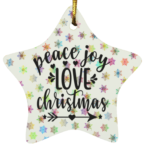 Durable MDF High-Gloss Christmas Ornament: Peace Joy Love  Christmas (Design: Star-Rainbow Snowflakes)