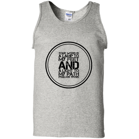 Bible Verse Men 100% Cotton Tank Top - "Psalm 119:105" Design 8 (Black Font) - Meditate Healing Christian Store