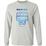 Bible Verse Ladies' Cotton Long Sleeve T-Shirt - Lead Me To The Rock That Is Higher Than I ~Psalms 61:2~ Design 5