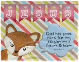 Hope Inspiring Kids Snuggly Blanket - God Has Great Plans For Me ~Jeremiah 29:11~ (Design: Fox)