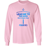 Bible Verse Ladies' Cotton Long Sleeve T-Shirt - Lead Me To The Rock That Is Higher Than I ~Psalms 61:2~ Design 1