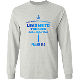 Bible Verse Ladies' Cotton Long Sleeve T-Shirt - Lead Me To The Rock That Is Higher Than I ~Psalms 61:2~ Design 1