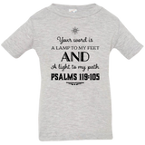 Bible Verse Infant Jersey T-Shirt - "Psalm 119:105" Design 5 (Black Font) - Meditate Healing Christian Store