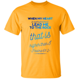 Bible Verse Men 5.3 oz. T-Shirt - "Psalm 61:2" Design 18 - Meditate Healing Christian Store