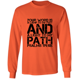 Bible Verse Unisex Long Sleeve T-Shirt - Your Word Is Light To My Path ~Psalm 119:105~ Design 7