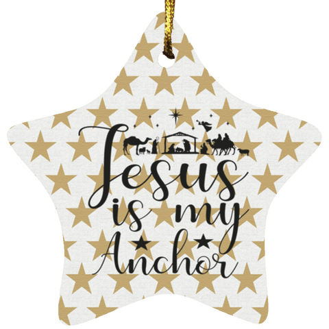 Durable MDF High-Gloss Christmas Ornament: Jesus Is My Anchor (Design: Star-Gold Star)