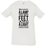 Bible Verse Infant Jersey T-Shirt - "Psalm 119:105" Design 4 (Black Font) - Meditate Healing Christian Store
