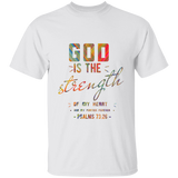 Bible Verse Men 5.3 oz. T-Shirt - "Psalm 73:26" Design 6 - Meditate Healing Christian Store