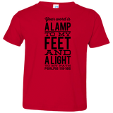 Bible Verse Toddler Jersey T-Shirt - "Psalm 119:105" Design 4 (Black Font) - Meditate Healing Christian Store