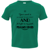 Bible Verse Toddler Jersey T-Shirt - "Psalm 119:105" Design 5 (Black Font) - Meditate Healing Christian Store