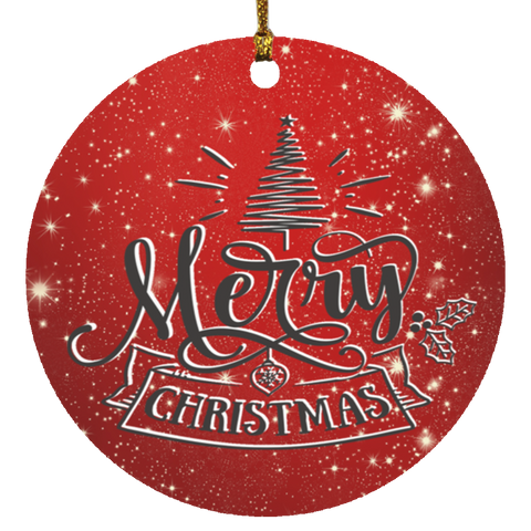 Durable MDF High-Gloss Christmas Ornament: Merry Christmas (Design: Round-Red)