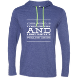Bible Verse Men Long Sleeve T-Shirt Hoodie - "Psalm 119:105" Design 11 (White Font) - Meditate Healing Christian Store