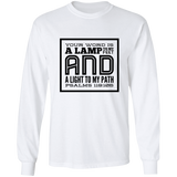 Bible Verse Long Sleeve  Ultra Cotton T-Shirt - "Psalm 119:105" Design 12 (Black Font) - Meditate Healing Christian Store