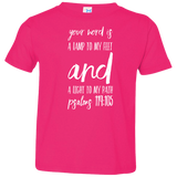 Bible Verse Toddler Jersey T-Shirt - "Psalm 119:105" Design 9 (White Font) - Meditate Healing Christian Store