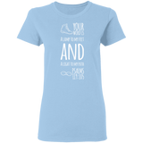 Bible Verse Ladies' 5.3 oz. T-Shirt - "Psalm 119:105" Design 20 (White Font) - Meditate Healing Christian Store
