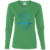 Bible Verse Ladies' Cotton Long Sleeve T-Shirt - "Psalm 61-2" Design 7 - Meditate Healing Christian Store