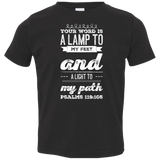 Bible Verse Toddler Jersey T-Shirt - "Psalm 119:105" Design 17 (White Font) - Meditate Healing Christian Store