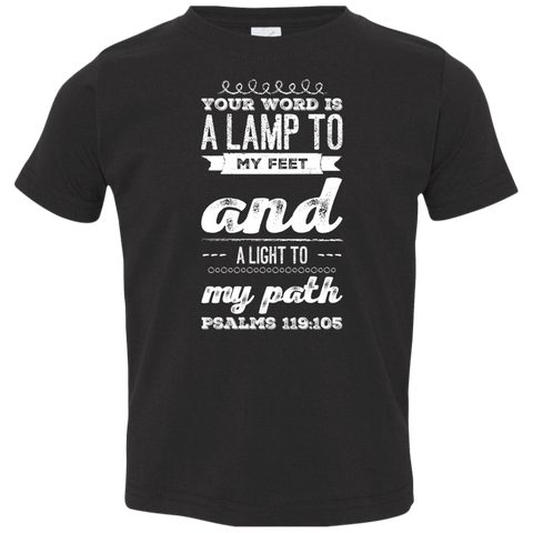 Bible Verse Toddler Jersey T-Shirt - "Psalm 119:105" Design 17 (White Font) - Meditate Healing Christian Store