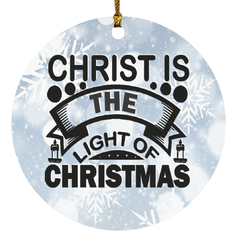 Durable MDF High-Gloss Christmas Ornament: Christ Is The Light Of Christmas (Design: Round-White Snowflake)