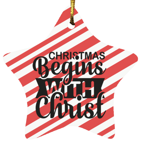 Durable MDF High-Gloss Christmas Ornament: Christmas Begins With Christ (Design: Star-Candy)