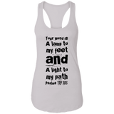 Bible Verses Ladies Ideal Racerback Tank - "Psalm 119:105" Design 6 (Black Font) - Meditate Healing Christian Store