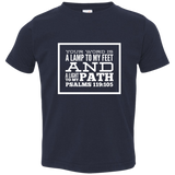 Bible Verse Toddler Jersey T-Shirt - "Psalm 119:105" Design 13 (White Font) - Meditate Healing Christian Store
