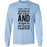 Bible Verse Long Sleeve  Ultra Cotton T-Shirt - "Psalm 119:105" Design 3 (Black Font) - Meditate Healing Christian Store