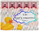 Hope Inspiring Kids Snuggly Blanket - I Am God's Masterpiece ~Ephesians 2:10~ (Design: Ducks)
