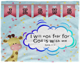 Hope Inspiring Kids Snuggly Blanket - God Is With Me ~Isaiah 41:10~ (Design: Giraffe 2)