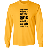 Bible Verse Unisex Long Sleeve T-Shirt - Your Word Is Light To My Path ~Psalm 119:105~ Design 6