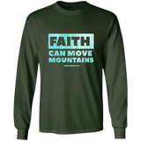 Bible Verse Long Sleeve Ultra Cotton T-Shirt - Faith Can Move Mountains ~Matthew 17:20~ Design 2