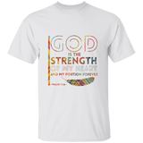 Bible Verse Men 5.3 oz. T-Shirt - "Psalm 73:26" Design 20 - Meditate Healing Christian Store