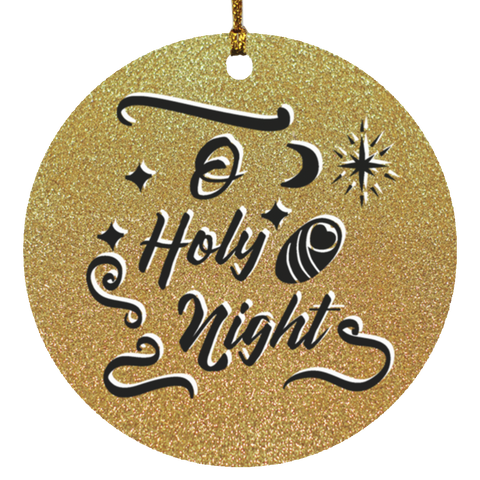 Durable MDF High-Gloss Christmas Ornament: O Holy Night (Design: Round-Gold)