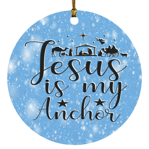 Durable MDF High-Gloss Christmas Ornament: Jesus Is My Anchor (Design: Round-Blue)