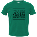 Bible Verse Toddler Jersey T-Shirt - "Psalm 119:105" Design 11 (Black Font) - Meditate Healing Christian Store