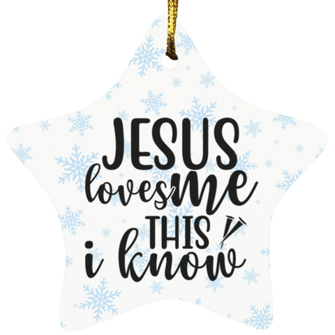 Durable MDF High-Gloss Christmas Ornament: Jesus Loves Me This I Know (Design: Star-Blue Snowflake)