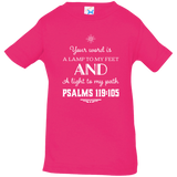 Bible Verse Infant Jersey T-Shirt - "Psalm 119:105" Design 5 (White Font) - Meditate Healing Christian Store