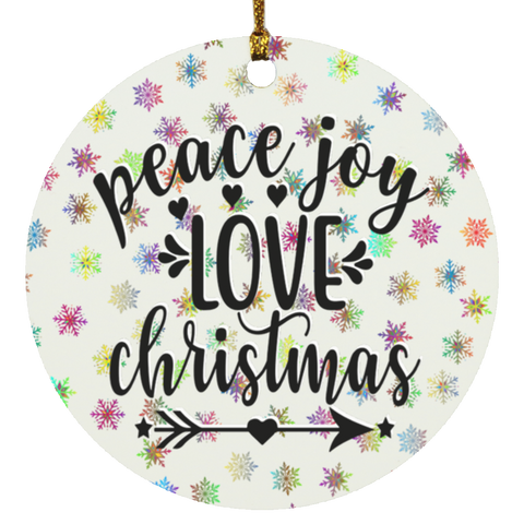 Durable MDF High-Gloss Christmas Ornament: Peace Joy Love Christmas (Design: Round-Rainbow Snowflake)