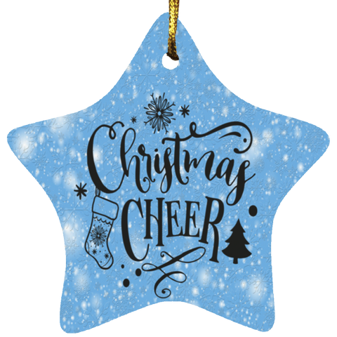 Durable MDF High-Gloss Christmas Ornament: Christmas Cheer (Design: Star-Blue)