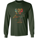 Bible Verse Long Sleeve Ultra Cotton T-Shirt - God Is The Strength Of My Heart ~Psalm 73:26~ Design 6