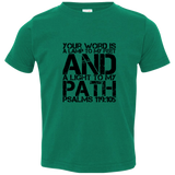 Bible Verse Toddler Jersey T-Shirt - "Psalm 119:105" Design 7 (Black Font) - Meditate Healing Christian Store
